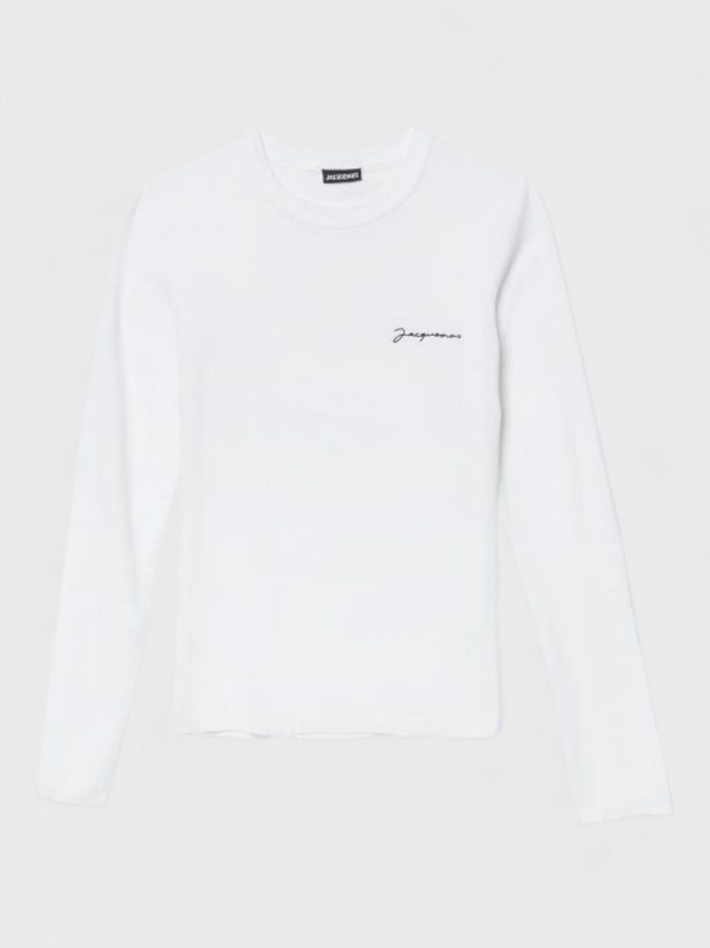 Jacquemus Le T-Shirt Brode Long Sleeve White