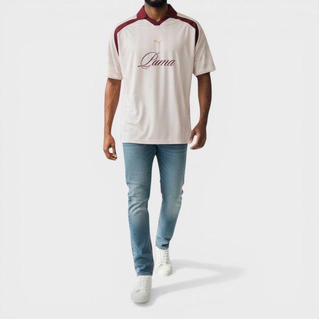 Striped Relaxed Football Jersey Maroon