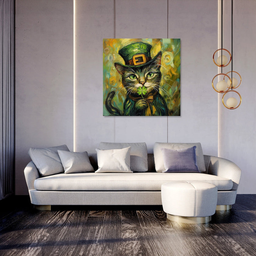 Leprechaun Cat Canvas