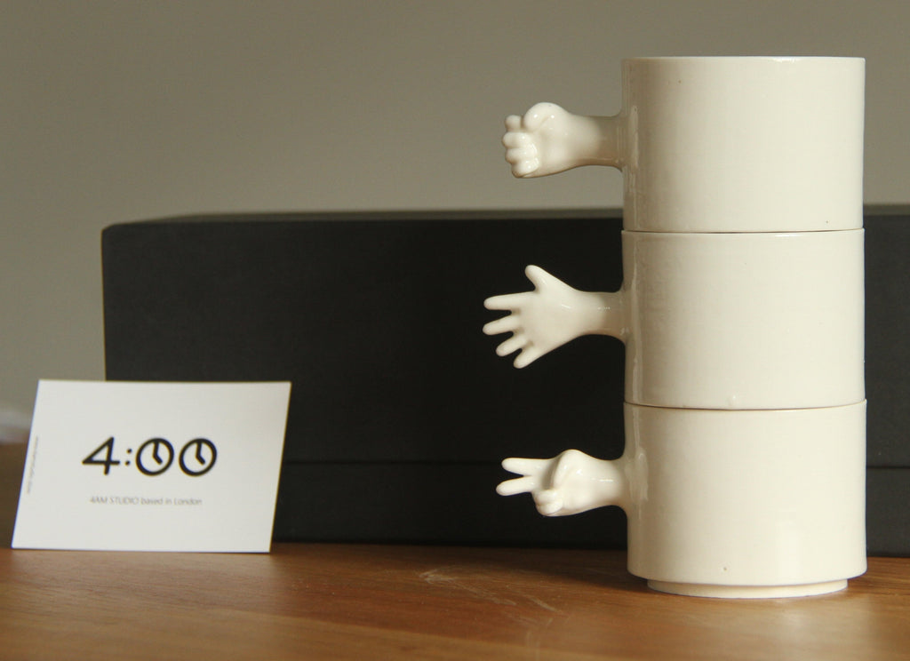 Gesture Ceramic Cups– Handmade Porcelain Coffee Cup (Rock-Paper- Scissors set)