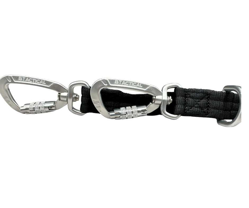 BTactical™ Nylon Frog Clip Dog Training Lead | 2m Anti Tangle - Midnight Black