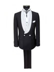 Black Double Breasted Tuxedo With White Shawl Lapel