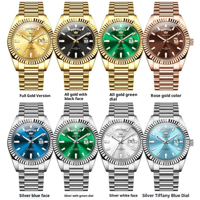 Reloj de Pulsera Luminoso Impermeable de Negocios con Correa de Acero