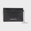 Sling Logo Card Holder Crackled Leather Black