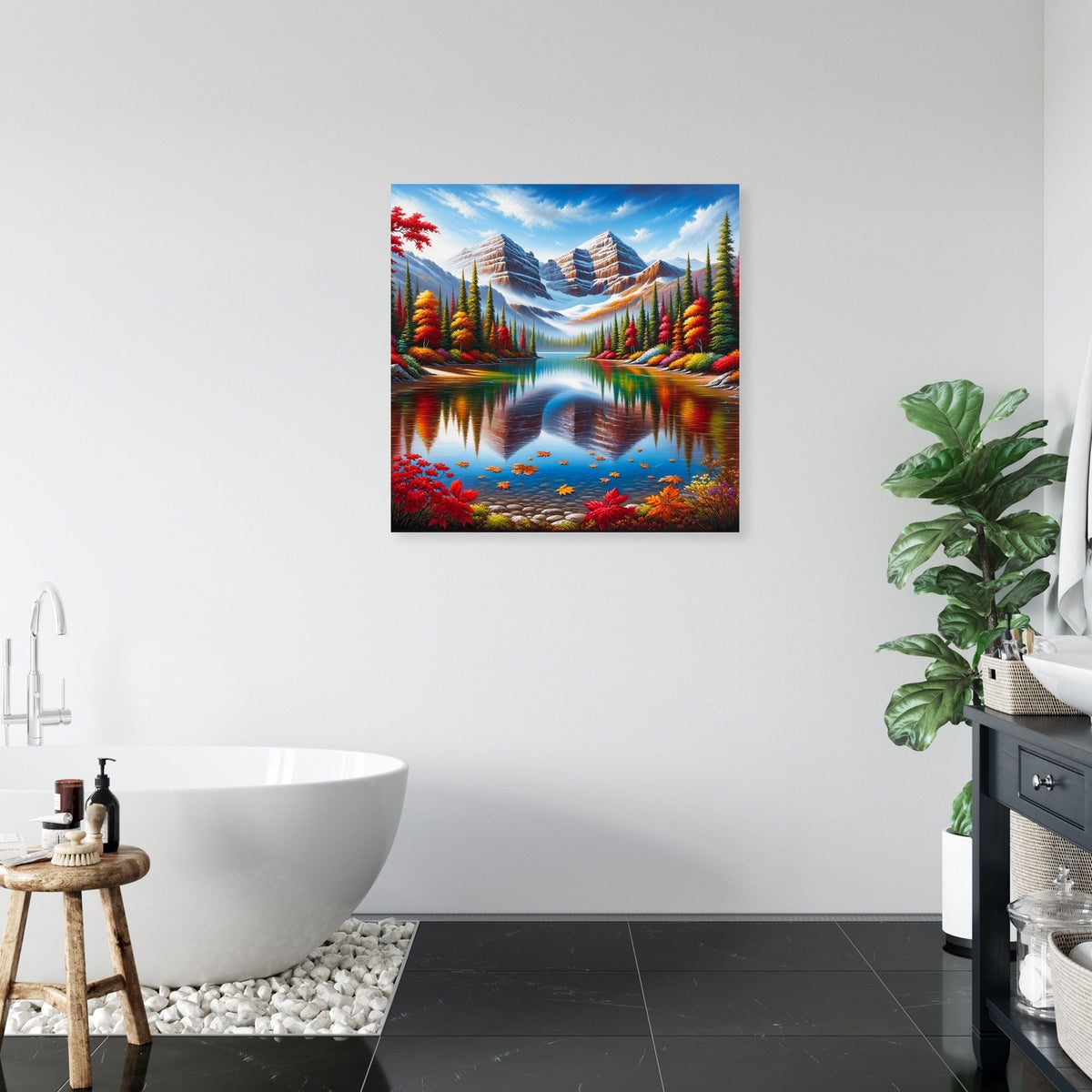 Autumn Serenity Lake Canvas