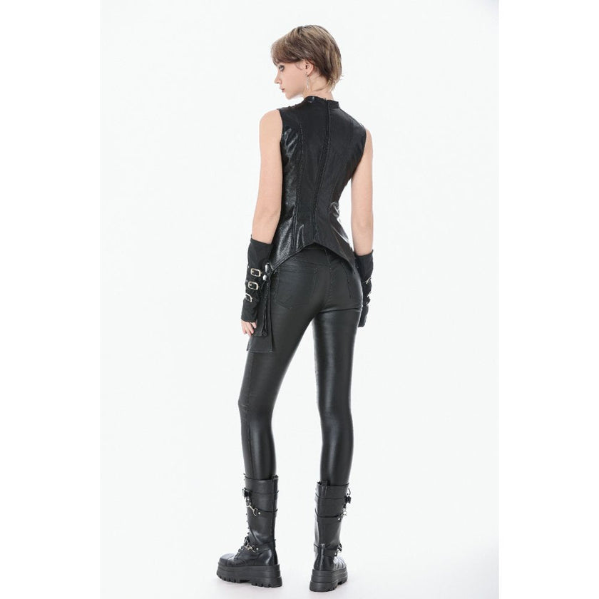 Dark in Love Punk Leather-Look Strap Detail Trousers