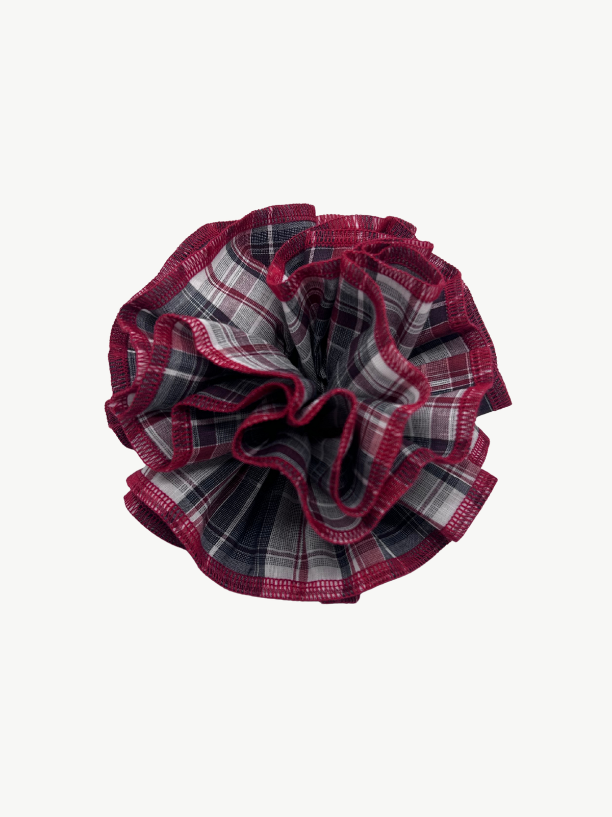 Organic Linen black & red check scrunchie - Azaria | No More Nobody