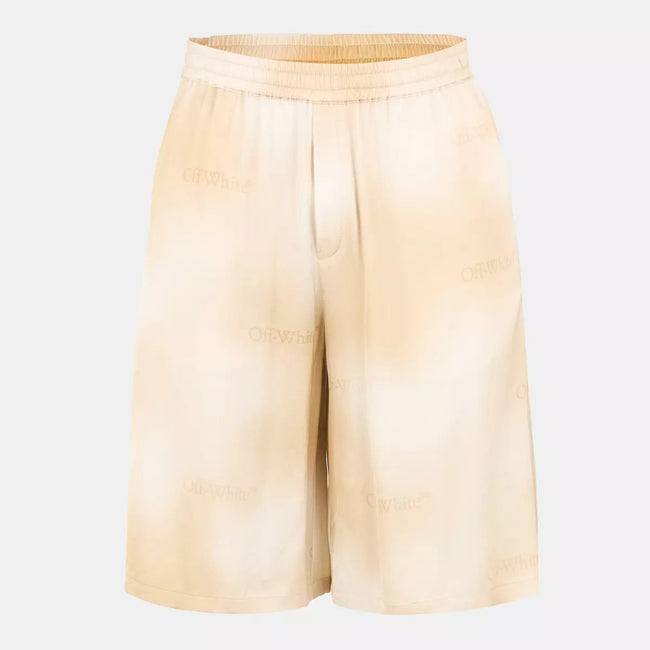 Baggy Gradient Logo Shorts Beige