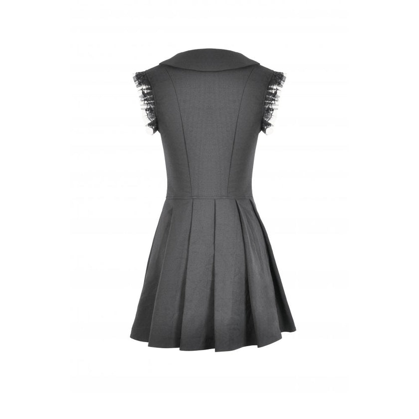 Dark in Love Gwendolyn Lace Panel Goth Mini Dress in Black