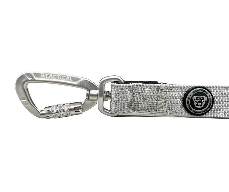 BTactical™ Extra-Strong Nylon Carabiner Clip Dog Lead | Misty Grey