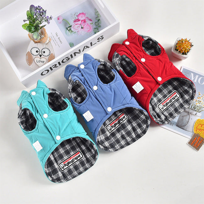 New Teddy Pet Plaid Vest Jacket For Autumn And Winter
