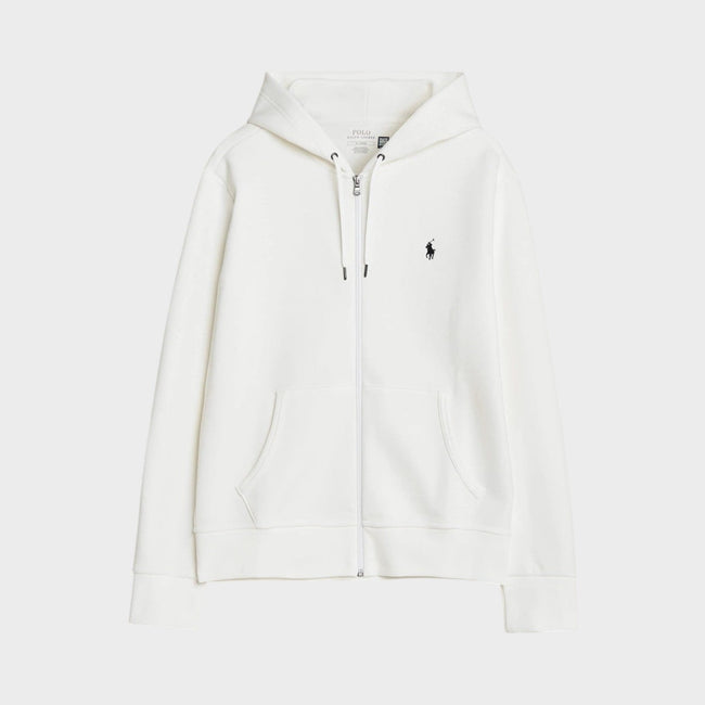 Double Knitted Full-Zip Hoodie White