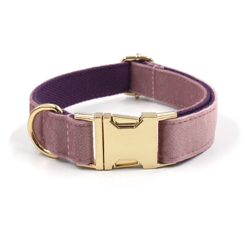 Creamy Coffee Velvet Dog Collar And Leash Set