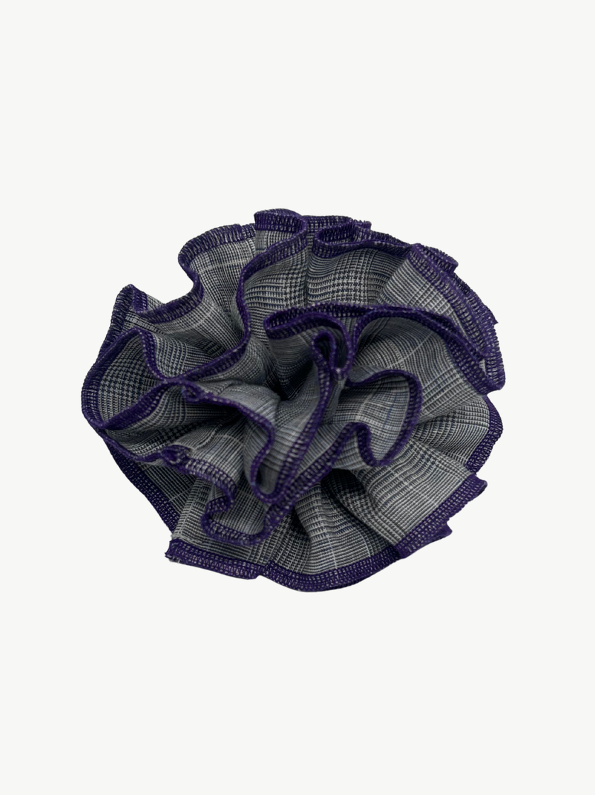 Organic Linen grey check scrunchie - Azaria | No More Nobody