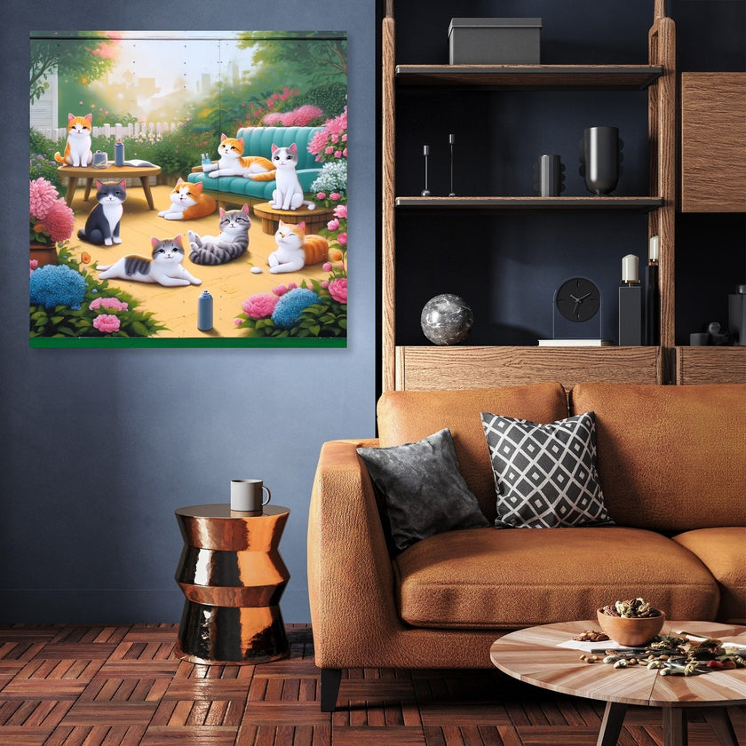Playful Garden Cats Canvas
