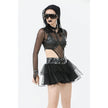 Dark in Love Bonded Tulle Layered Goth Mini Skirt in Black