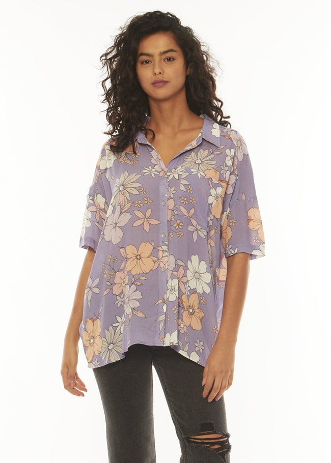 Sisstr Stay Stoked SS Woven Top