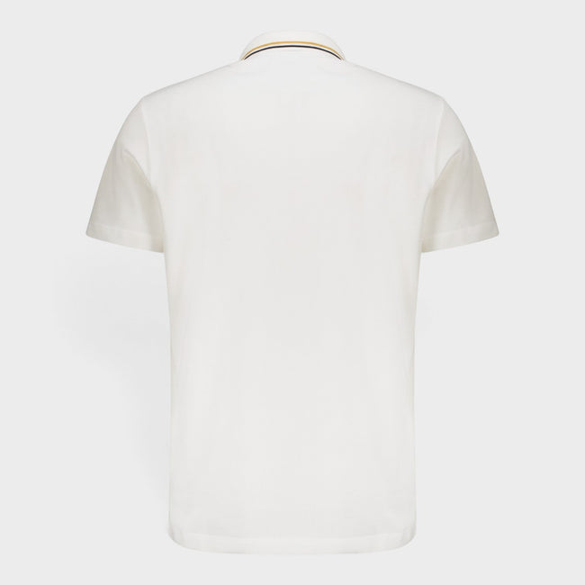 Polo de algodón de manga corta con logo, blanco