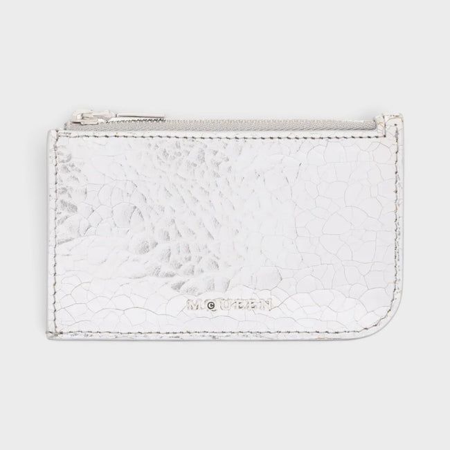 Sling Logo Zip Card Case Crackled Silver