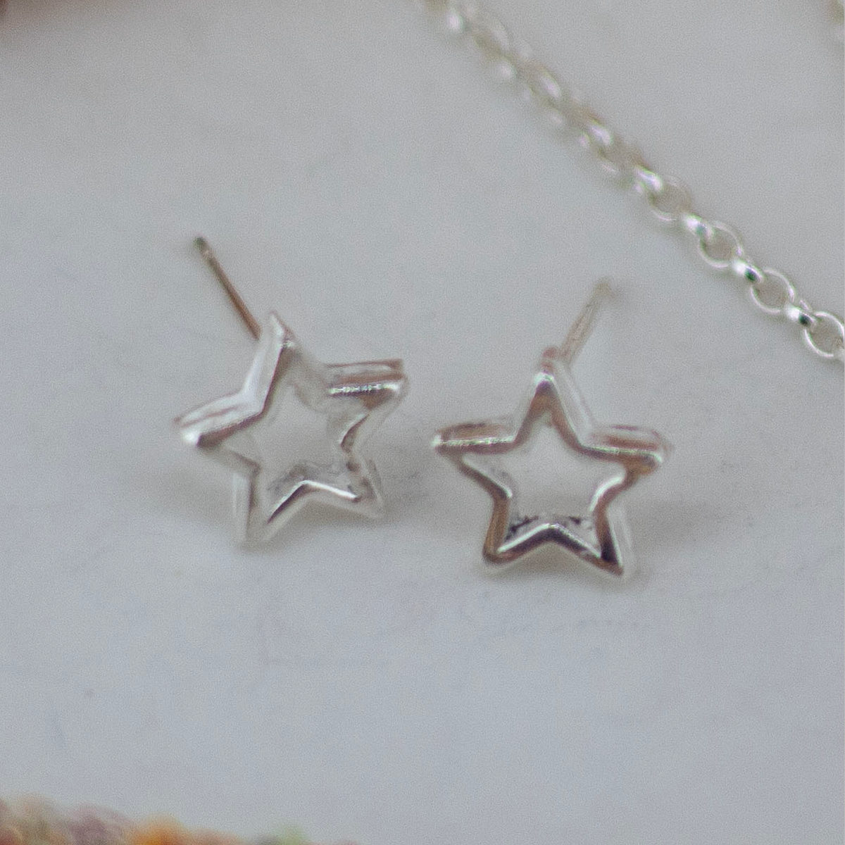 Silver Open Star Studs