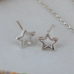Silver Open Star Studs