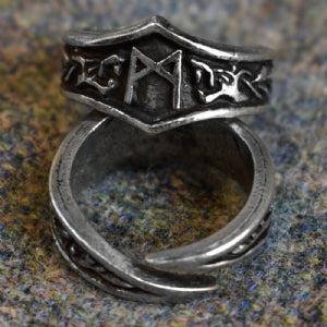 Mannaz Letter M Rune Ring - Adjustable