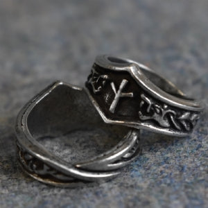 Algiz Letter X or Z Rune Ring - Adjustable