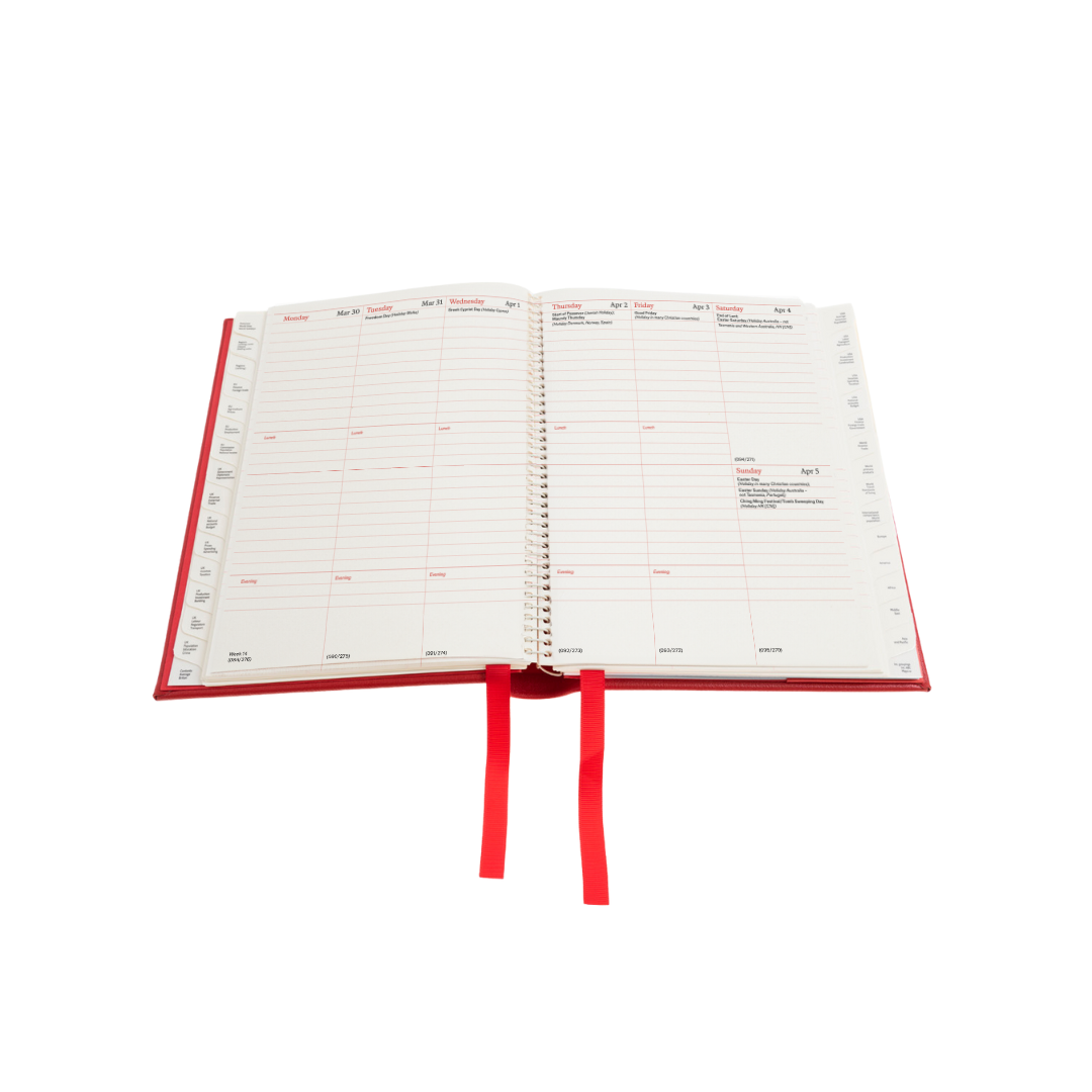 2026 Desk Diary - Week-to-View Planner - Red