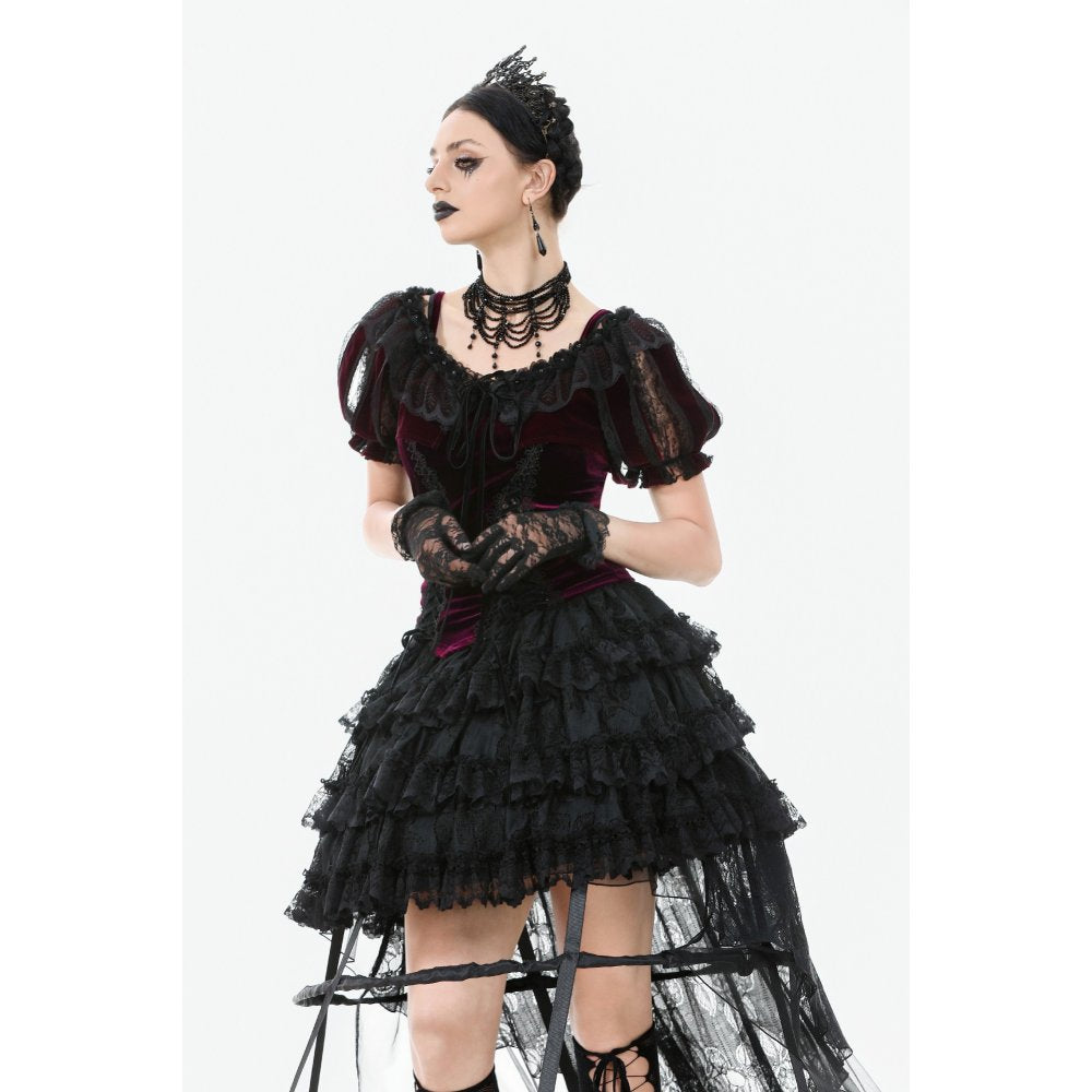 Dark in Love Isolde Velvet & Lace Puff Sleeve Bolero