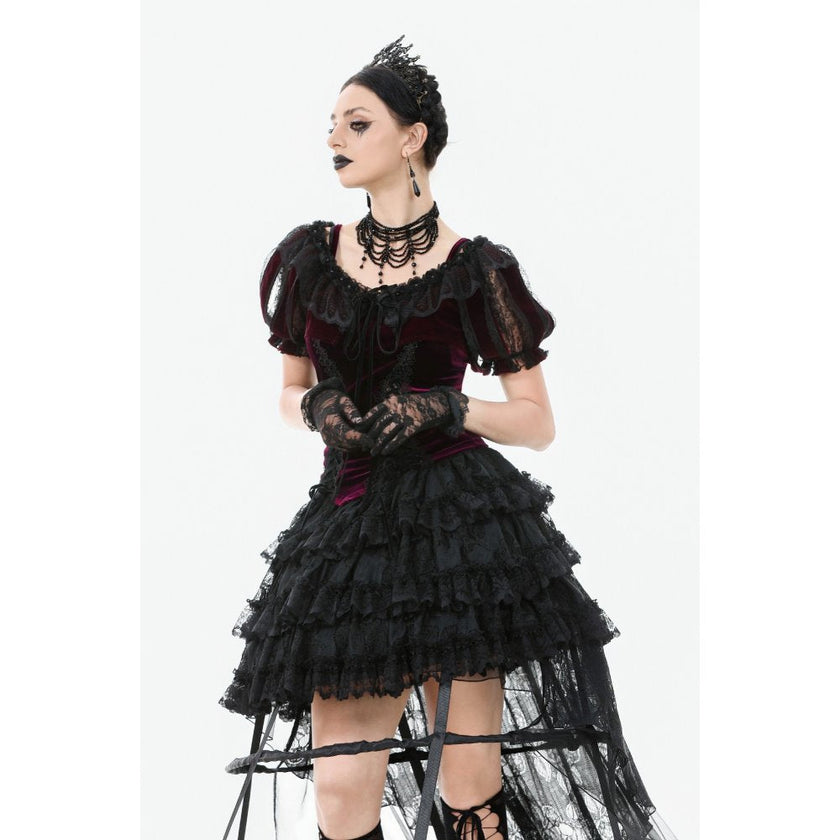 Dark in Love Isolde Velvet & Lace Puff Sleeve Bolero