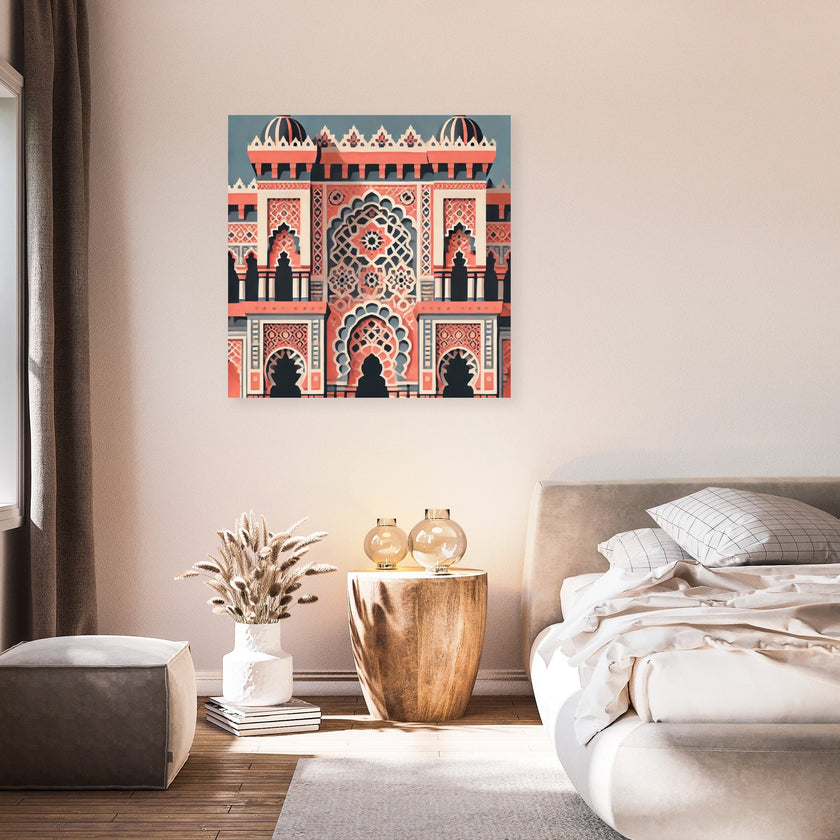 Coral & Blue Islamic Architecture Canvas