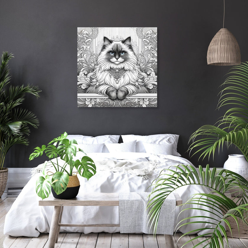 Glamour Ragdoll Line Art Canvas
