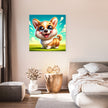 Cheerful Corgi Caricature Canvas