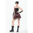 Dark in Love Punk Black and Tartan Cross Strap Nevida Top
