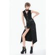 Dark in Love Punk Layered Pocket Cutout Belted Long Skirt