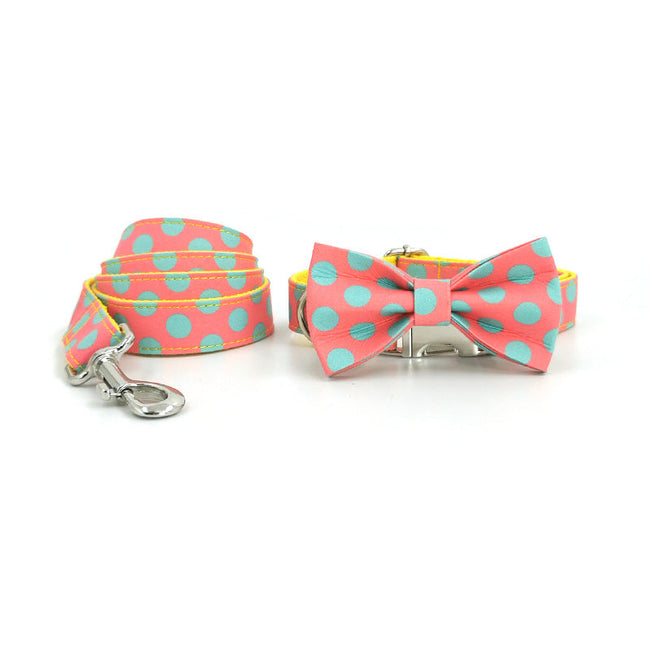 Polka Dot Pet Collar Traction Rope Dog