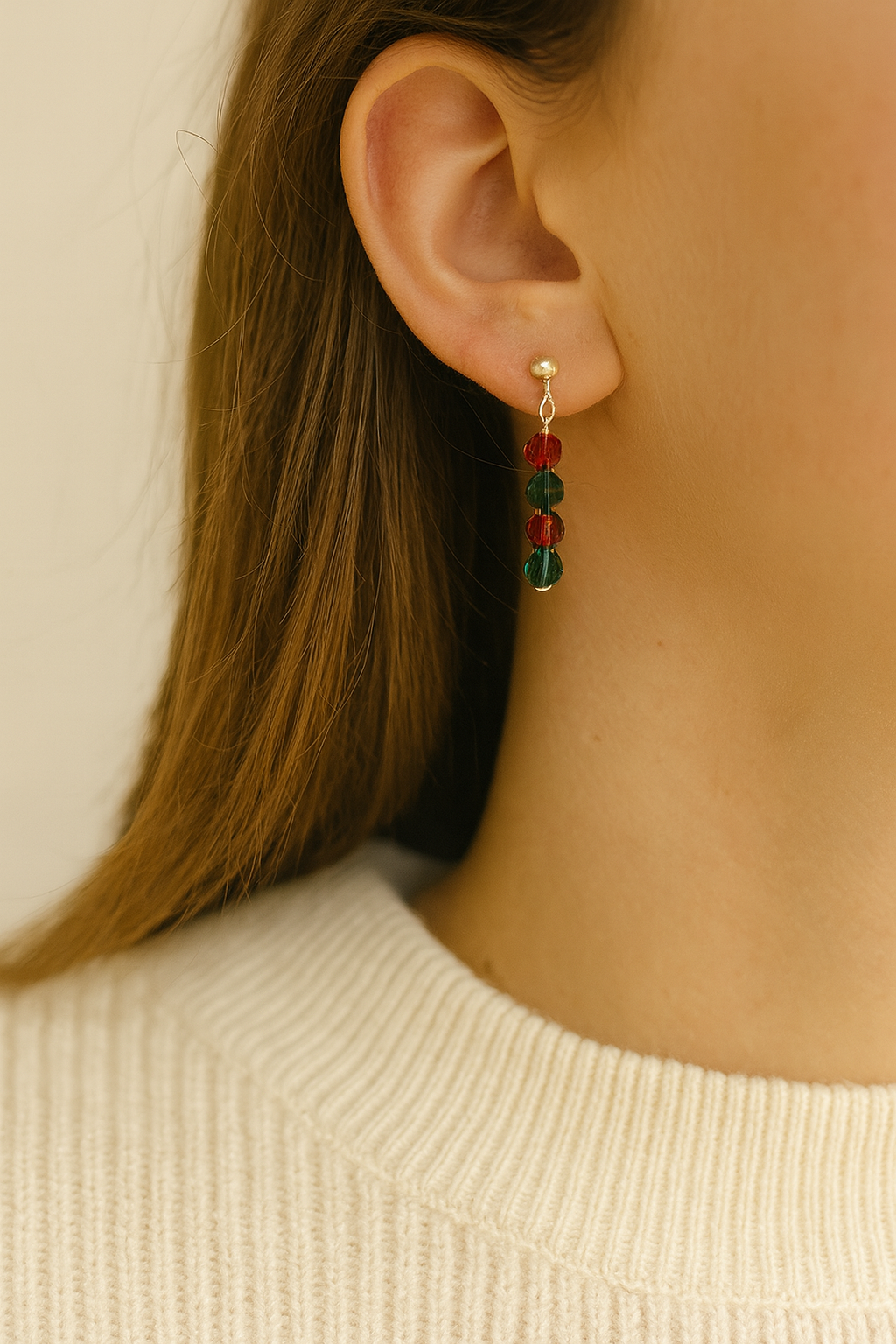 Pendientes de Cristal Escarlata y Esmeralda