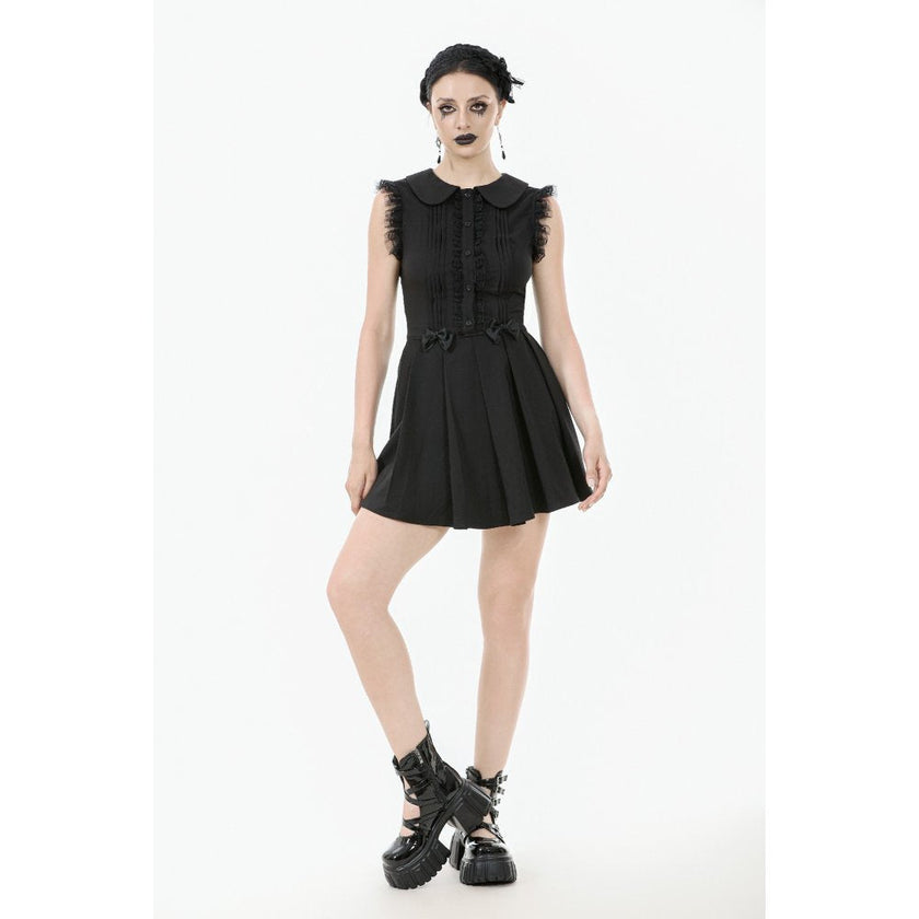 Dark in Love Gwendolyn Lace Panel Goth Mini Dress in Black