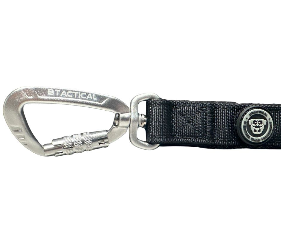 BTactical™ Nylon Carabiner Clip Dog Lead | Extra-Strong Anti Tangle - Midnight Black