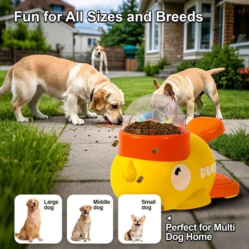 Dispensador Interactivo de Comida para Perros, Rompecabezas, Dispensador de Golosinas para Mascotas, Diseño de Pato de Dibujos Animados, Antideslizante, Juguetes de Alimentación Automática para Perros, Productos para Mascotas