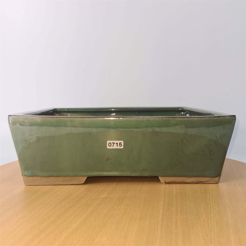 32cm Glazed Bonsai Pot | Rectangle | 32cm x 23cm x 9cm | Green