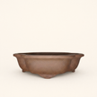 31cm Unglazed Bonsai Pot Oval | 31cm x 25cm x 9cm | Floral | Brown