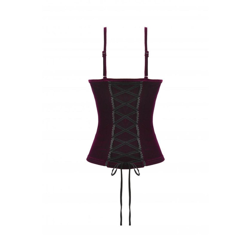 Dark in Love Serilda Velvet Lace Corset Top in Wine Red