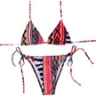 Fashion Printed Women's Backless Sexy Halter Bandage Strap Split Swimsuit Bikini Swimwear Two Piece Suits