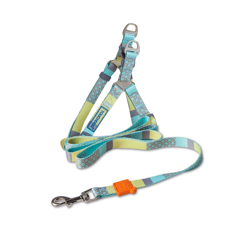 Touch dog it''s new heat transfer printing traction rope chest back collar dog rope walking dog artifact traction outdoor belt