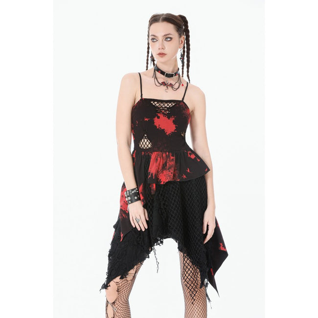 Dark in Love Red-Black Tie Dye Punk Dress