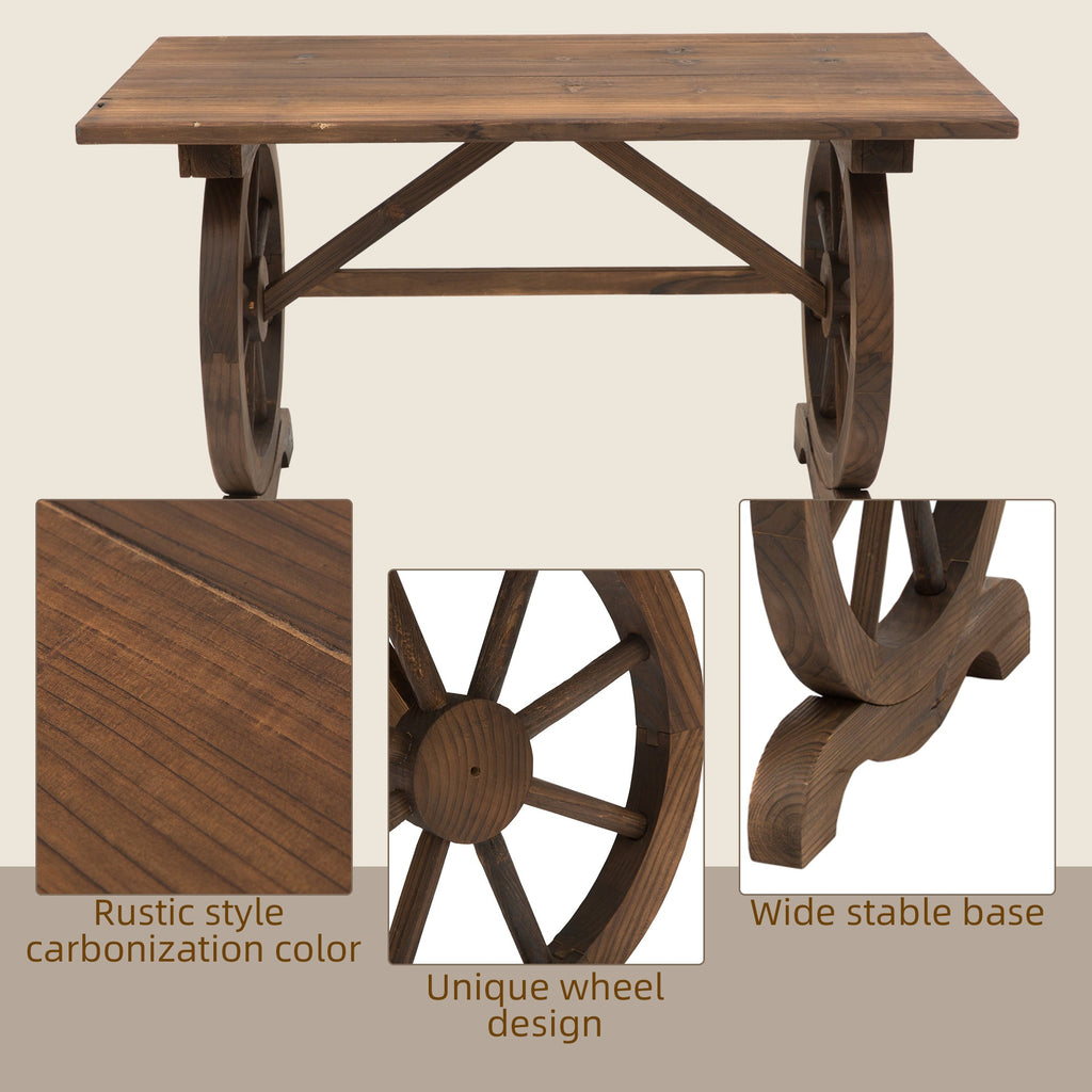 Outsunny Outdoor Garden Coffee Table Dinning Table Patio Display Desk Natural Fir Wood Water-Resistant