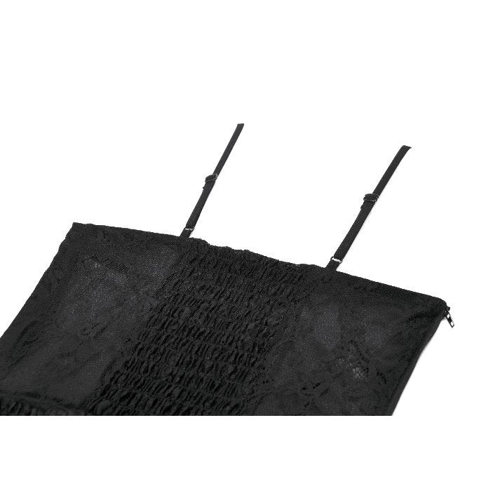 Dark in Love Black Lace Court Lace-Up Camisole