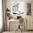 Whimsical Cat in Cowboy Boot Canvas
