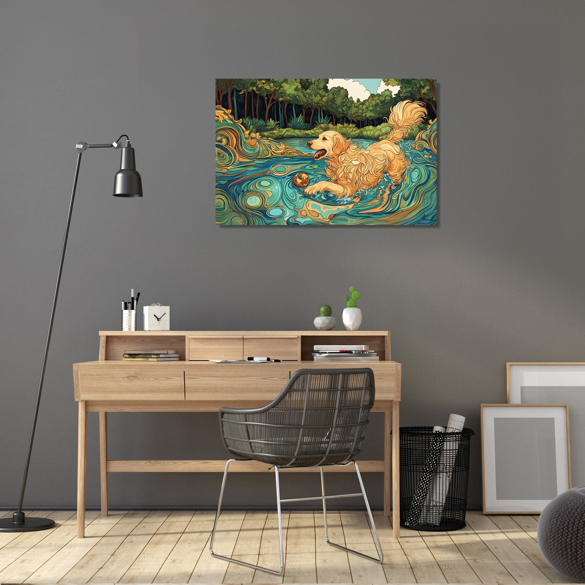 Golden Retriever Lakeside Canvas